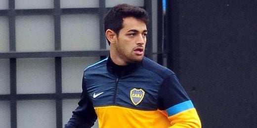 Lautaro Acosta, durante un entrenamiento con Boca. Lautaro Acosta, durante un entrenamiento con Boca.