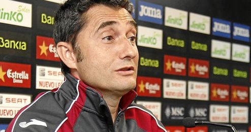Ernesto Valverde durante una rueda de prensa. Ernesto Valverde durante una rueda de prensa.