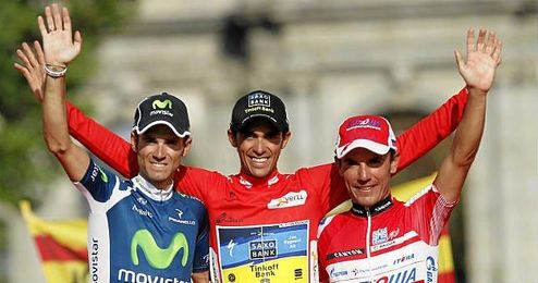 Valverde, Contador y ´Purito´, podio de la Vuelva a España 2012. Valverde, Contador y ´Purito´, podio de la Vuelva a España 2012.