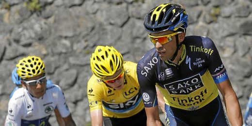 Contador junto a Froome y Quintana durante este Tour. Contador junto a Froome y Quintana durante este Tour.