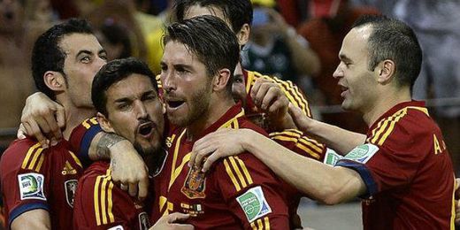 Jugadores de la Selección Española celebrando un gol. Jugadores de la Selección Española celebrando un gol.
