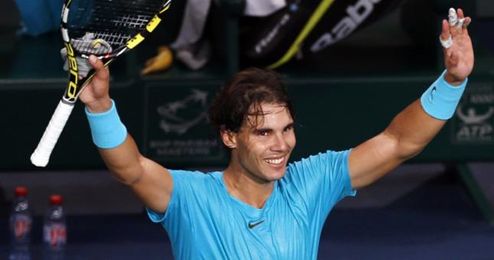 Rafa Nadal celebra una victoria en París. Rafa Nadal celebra una victoria en París.