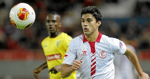 Perotti, en uno de sus últimos partidos como sevillista. Perotti, en uno de sus últimos partidos como sevillista.