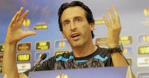Unai Emery en rueda de prensa. Unai Emery en rueda de prensa.