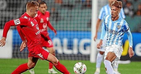 Samu Castillejo, durante un amistoso con el Málaga. Samu Castillejo, durante un amistoso con el Málaga.