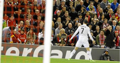 Ronaldo tras su gol ante el Liverpool Ronaldo tras su gol ante el Liverpool