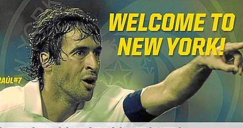 Así anuncia la web del Cosmos la llegada de Raúl. Así anuncia la web del Cosmos la llegada de Raúl.