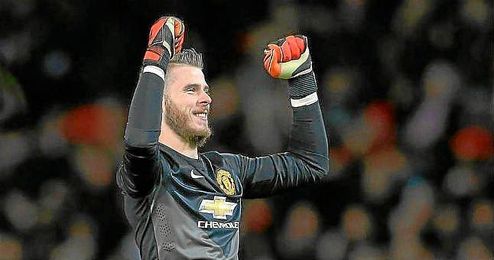 De Gea celebra la última victoria ante el Stoke City. De Gea celebra la última victoria ante el Stoke City.