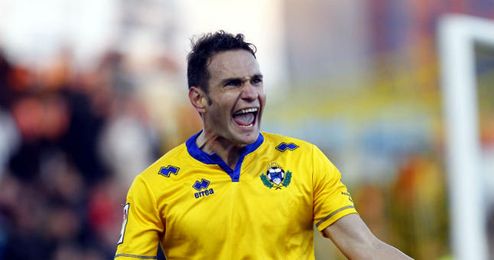 David Rodríguez celebra uno de sus goles frente al Sabadell. David Rodríguez celebra uno de sus goles frente al Sabadell.