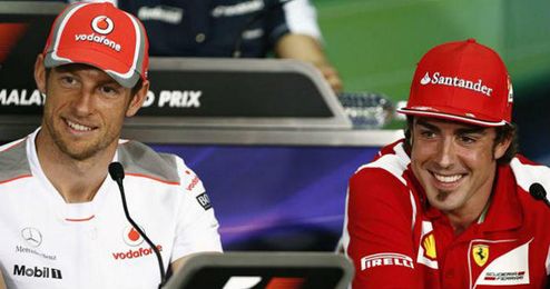 Jenson Button y Fernando Alonso juntos en 2012 Jenson Button y Fernando Alonso juntos en 2012