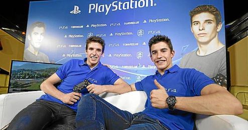 Álex Márquez y Marc, durante un acto publicitario. Álex Márquez y Marc, durante un acto publicitario.