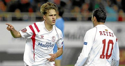 Denis Suárez celebra su gol ante el Rijeka. Denis Suárez celebra su gol ante el Rijeka.