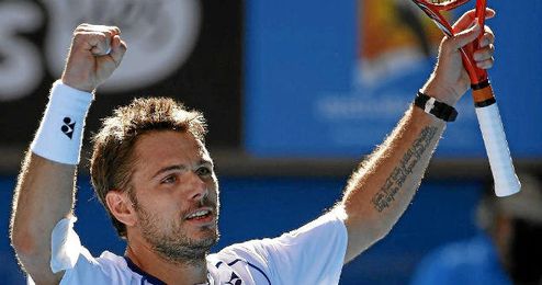 Stan Wawrinka tras ganar a Nishikori. Stan Wawrinka tras ganar a Nishikori.