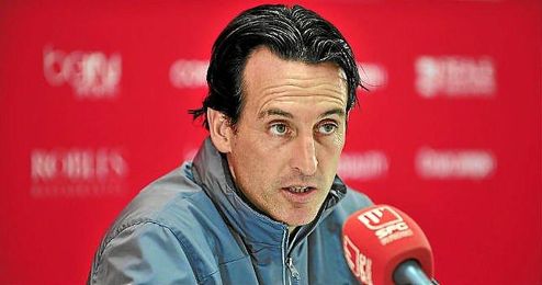 Unai Emery, en sala de prensa. Unai Emery, en sala de prensa.