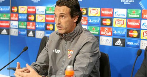 Unai Emery, en la rueda de prensa oficial de la Champions. Unai Emery, en la rueda de prensa oficial de la Champions.