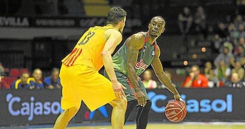 Jermaine Anderson, durante el encuentro contra el Barcelona. Jermaine Anderson, durante el encuentro contra el Barcelona.