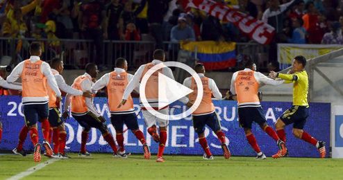 La selección colombiana celebrando un triunfo. La selección colombiana celebrando un triunfo.