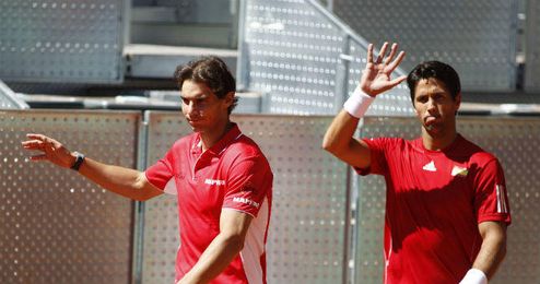 Verdasco y Nadal tras un partido. Verdasco y Nadal tras un partido.