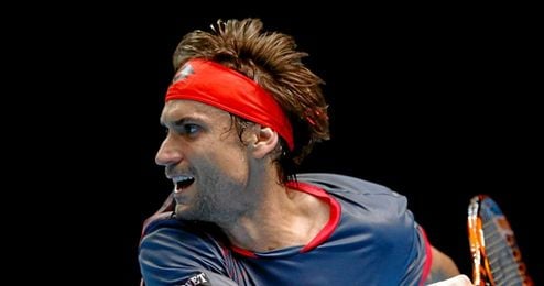 David Ferrer, disputando un punto. David Ferrer, disputando un punto.