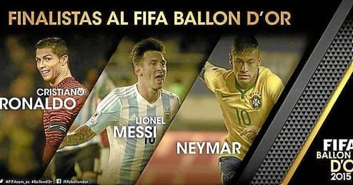 Ronaldo, Messi y Neymar, candidatos al Balón de Oro. Ronaldo, Messi y Neymar, candidatos al Balón de Oro.