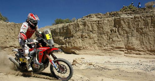 Joan Barreda, durante la tercera etapa en el Dakar. Joan Barreda, durante la tercera etapa en el Dakar.