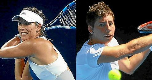 Las tenistas Garbiñe Muguruza y Carla Suárez. Las tenistas Garbiñe Muguruza y Carla Suárez.