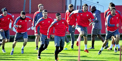 El Sevilla, entrenándose. El Sevilla, entrenándose.