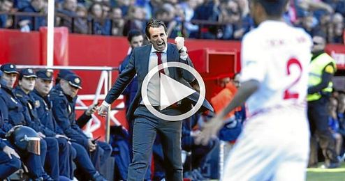 Emery celebra su victoria 100. Emery celebra su victoria 100.