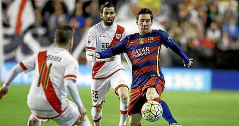 Messi, en un lance del partido de Vallecas. Messi, en un lance del partido de Vallecas.