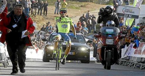 Contador, durante la Vuelta al Algarve. Contador, durante la Vuelta al Algarve.