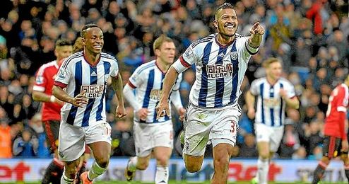 Rondón celebra su gol con el West Bromwich ante el United. Rondón celebra su gol con el West Bromwich ante el United.