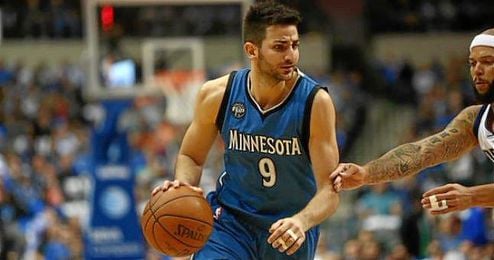 Ricky Rubio en un lance de juego del partido ante los Thunder. Ricky Rubio en un lance de juego del partido ante los Thunder.
