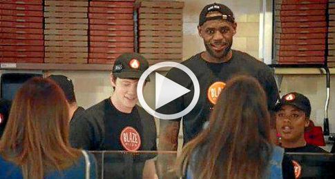 Imagen de LeBron James como ´pizzero´. Imagen de LeBron James como ´pizzero´.
