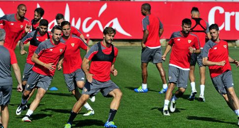 Entrenamiento de hoy del Sevilla FC. Entrenamiento de hoy del Sevilla FC.