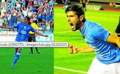 Iván y Francis celebran los goles que lograron ante el Águilas en Bahía Sur Iván y Francis celebran los goles que lograron ante el Águilas en Bahía Sur