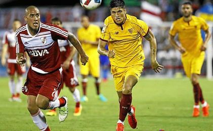 Joaquín Correa disputó frente a River Plate sus primeros minutos como sevillista. Joaquín Correa disputó frente a River Plate sus primeros minutos como sevillista.