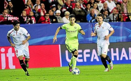 Navas, cuando visitó Nervión con el Manchester City. Navas, cuando visitó Nervión con el Manchester City.