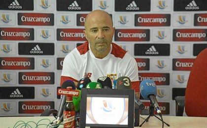 El técnico argentino, en sala de prensa. El técnico argentino, en sala de prensa.