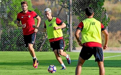 Nasri, en el entrenamiento de esta mañana. Nasri, en el entrenamiento de esta mañana.