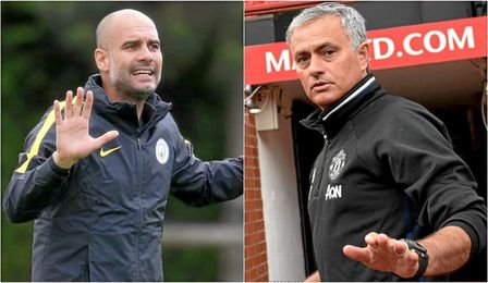 Guardiola-Mourinho, duelo de estilos en el primer derbi de Manchester. Guardiola-Mourinho, duelo de estilos en el primer derbi de Manchester.
