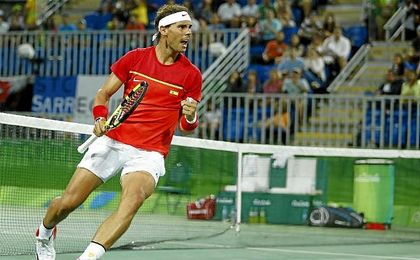 Nadal celebra un punto durante los Juegos de Río. Nadal celebra un punto durante los Juegos de Río.