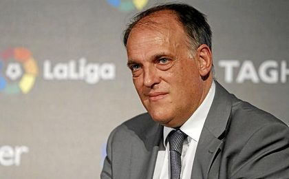 Tebas durante la presentación de la temporada 2016/17. Tebas durante la presentación de la temporada 2016/17.