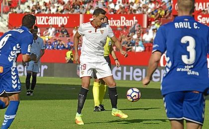 Momento en el que Ganso asiste a Ben Yedder en el primer gol del Sevilla. Momento en el que Ganso asiste a Ben Yedder en el primer gol del Sevilla.