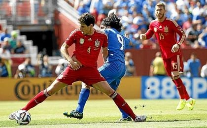 Javi Martínez, durante un amistoso con España. Javi Martínez, durante un amistoso con España.