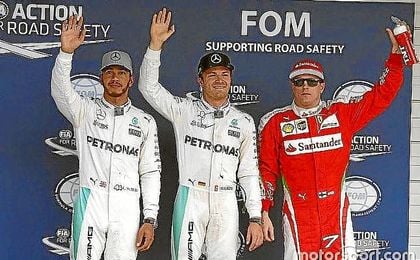 Hamilton, Rosberg y Raikkonen, en el Gran Premio de Japón. Hamilton, Rosberg y Raikkonen, en el Gran Premio de Japón.