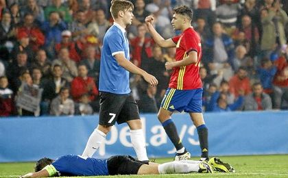 Munir celebra uno de sus goles anotados ante Estonia Munir celebra uno de sus goles anotados ante Estonia