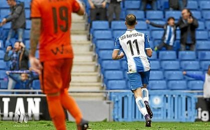Leo Baptistao celebra su gol ante el Eibar. Leo Baptistao celebra su gol ante el Eibar.
