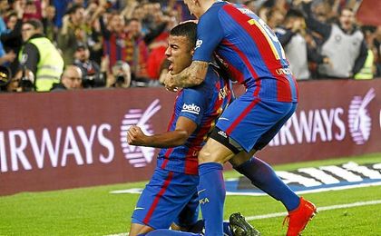 Rafinha celebra el tanto que le dio la victoria al Barça. Rafinha celebra el tanto que le dio la victoria al Barça.