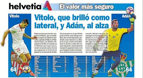 Vitolo, que brilló como lateral, y Adán, al alza Vitolo, que brilló como lateral, y Adán, al alza