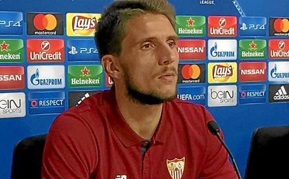 Carriço, durante la rueda de prensa de la Liga de Campeones. Carriço, durante la rueda de prensa de la Liga de Campeones.